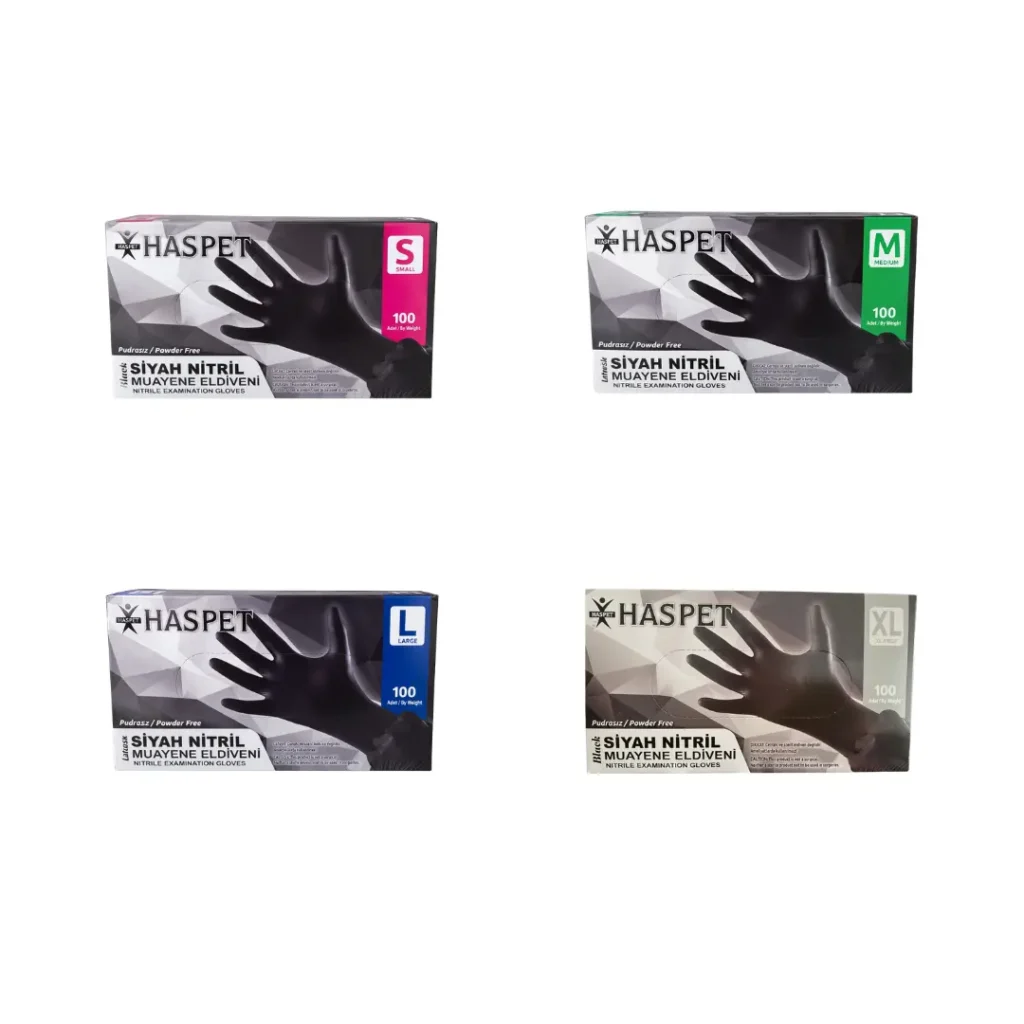 Siyah Nitril Eldiven Pudrasız 100’lü – S M L XL